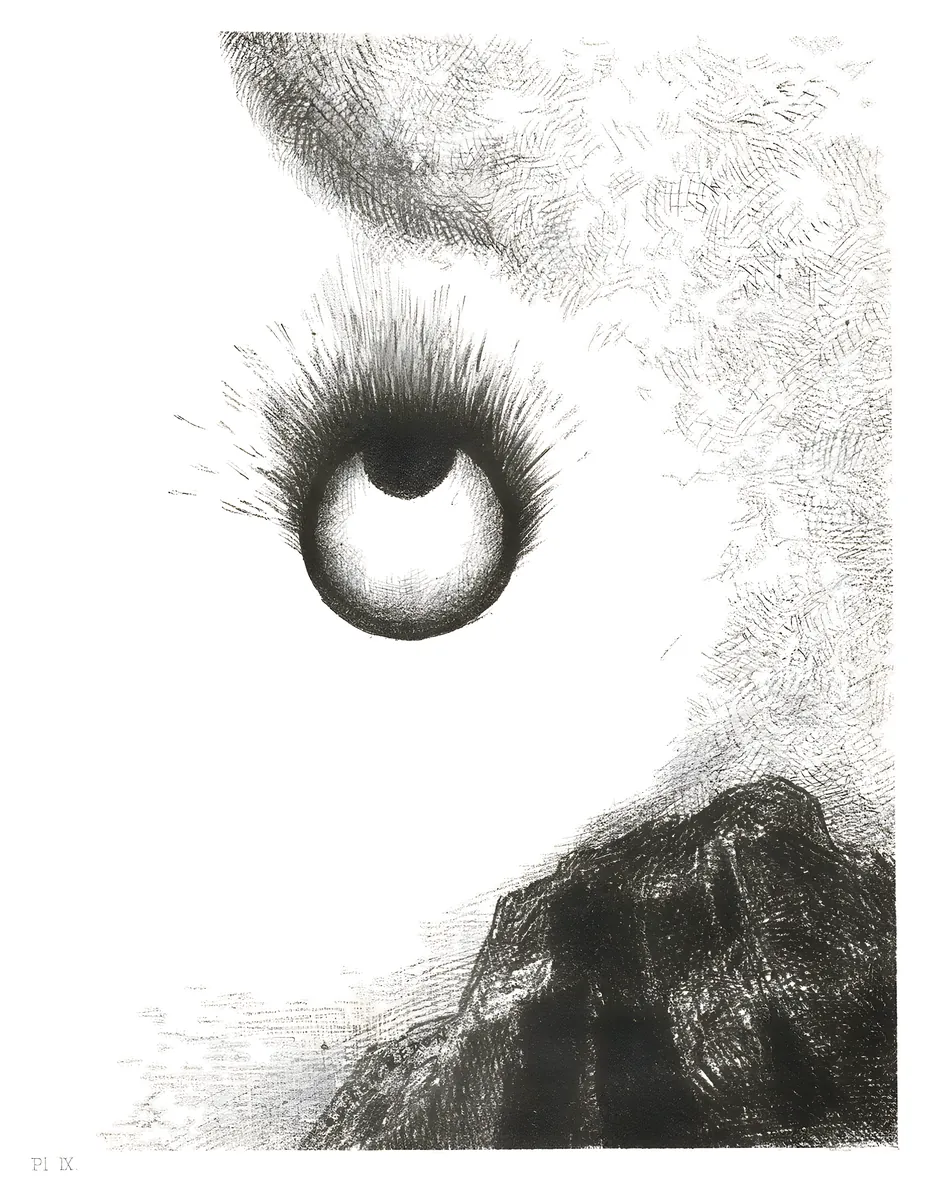Por todas partes, ojos en llamas, Odilon Redon, 1888
