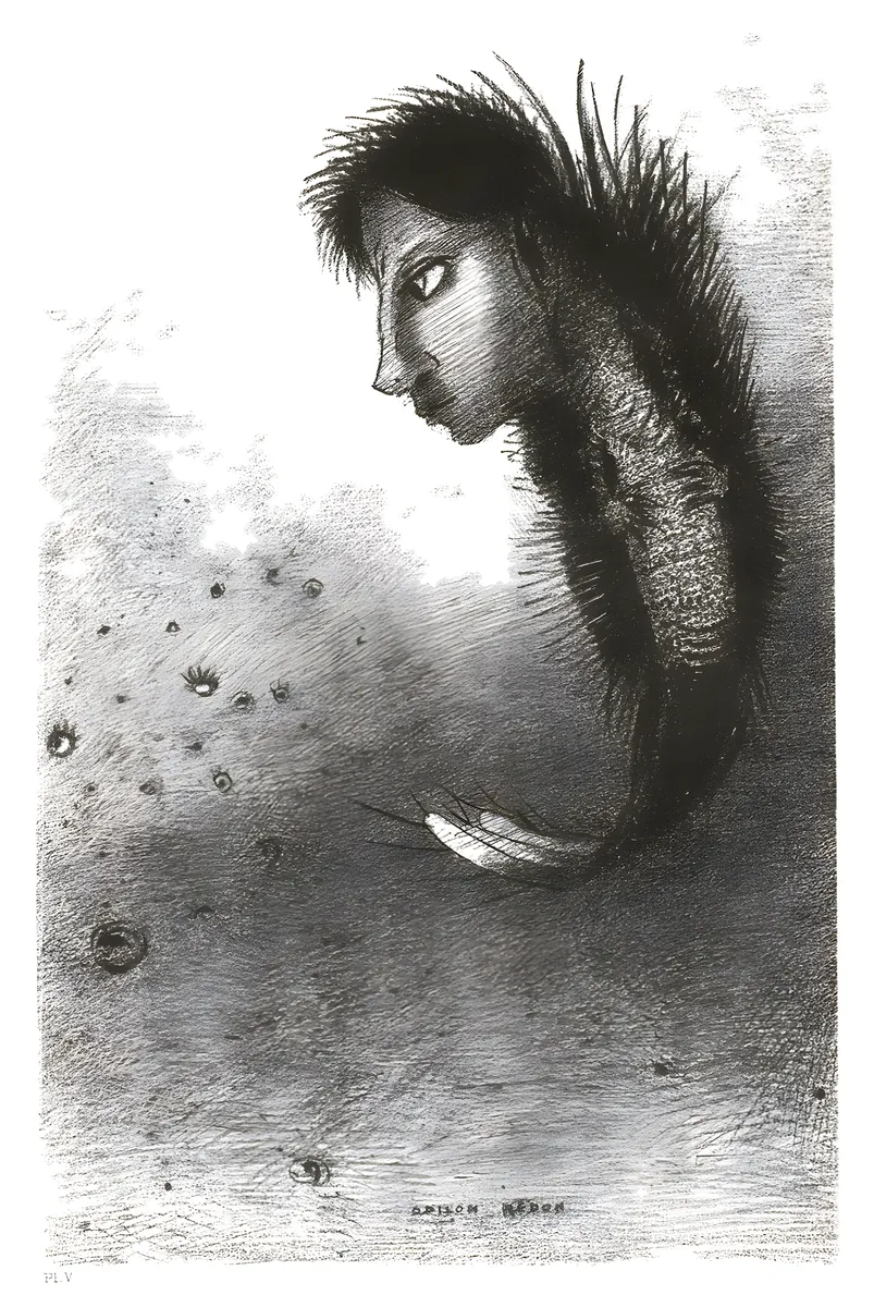 Apareció entonces una extraña criatura, Odilon Redon, 1888
