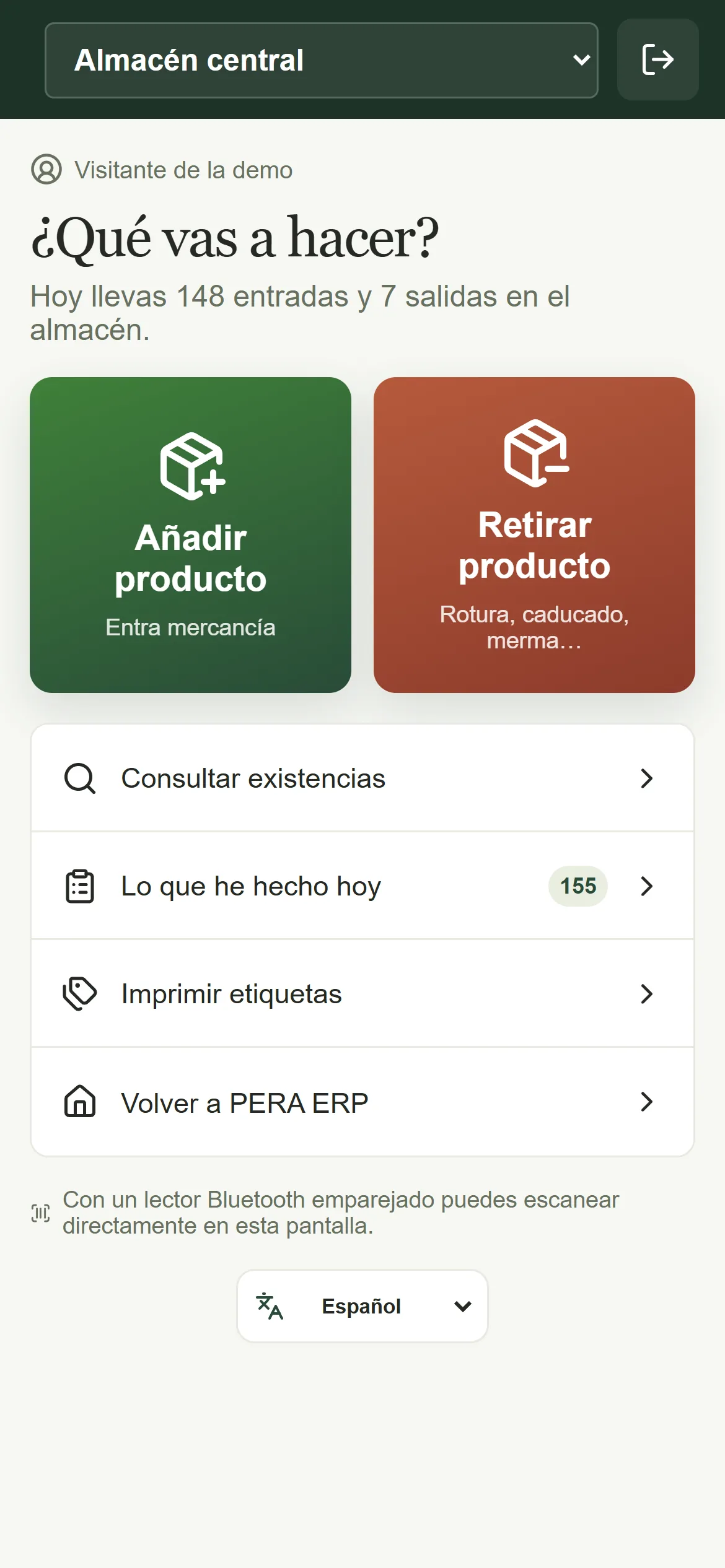 Almacén desde el móvil: añadir o retirar producto escaneando